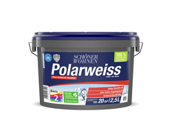 Farbeimer SCHÖNER WOHNEN Polarweiss, blaues Ettiket, 2,5 Liter,  Basis 2