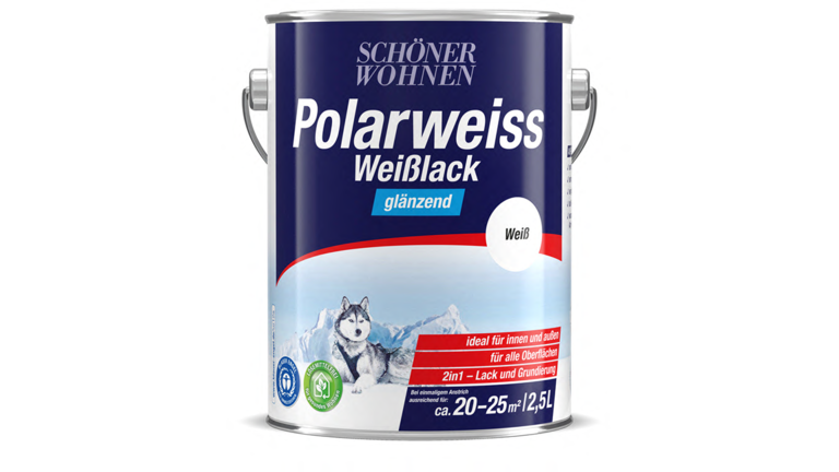 2,5 Liter Eimer Polarweiss Weißlack glänzend, Schöner Wohnen