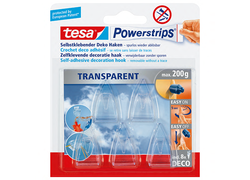 Verpackung tesa Powerstrips® transparent, selbstklebender Deco-Haken, maximal 200 Gramm 