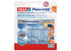 Verpackung tesa Powerstrips® transparent, selbstklebender Deco-Haken, maximal 1 Kg