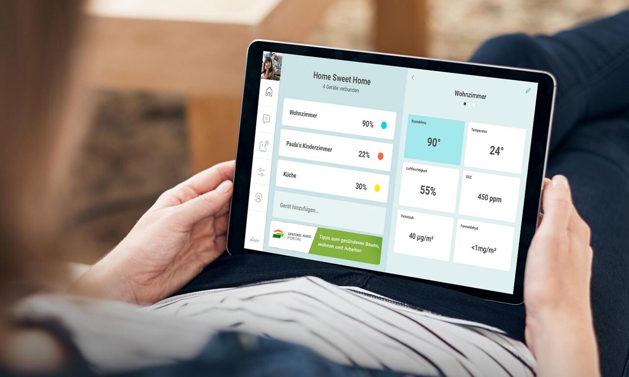 Gesünder leben: Mit der LAIR-App sind Raumklima und Luftqualität immer unter Kontrolle. Foto: LAIR